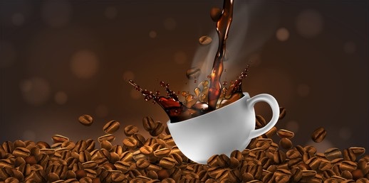 Coffee splash with beans